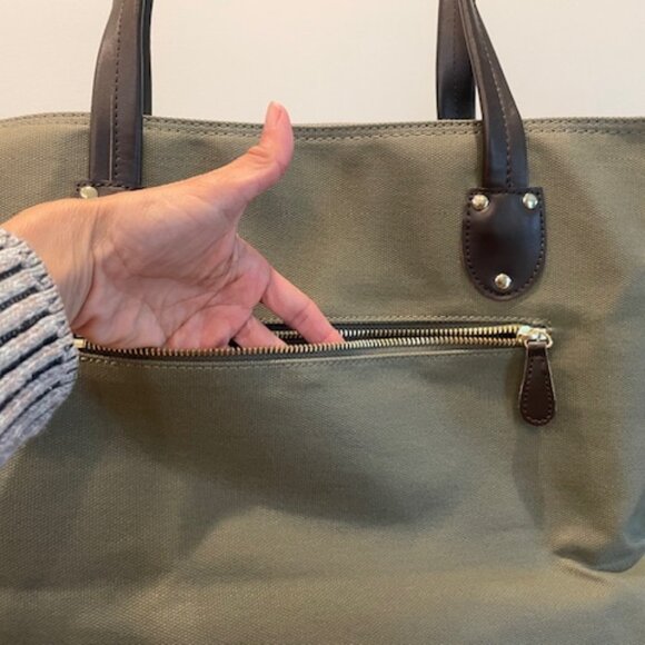 Lux Dog Carrier/Purse - Olive Green Canvas with Brown Leather - Picture 5 of 8